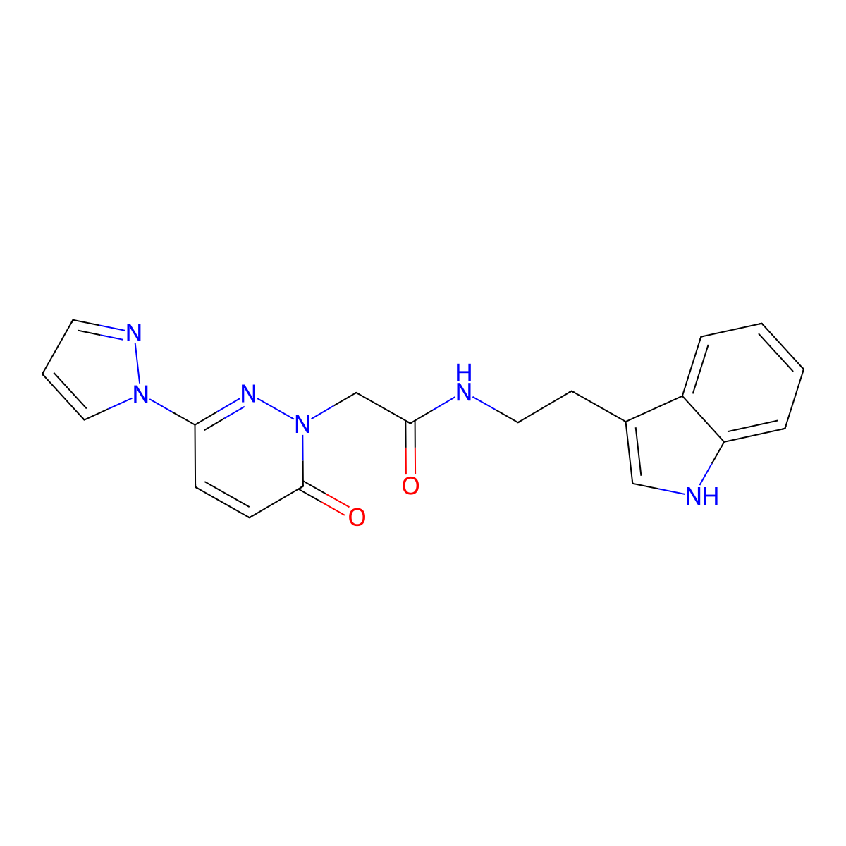 N-(2-(1H-indol-3-yl)ethyl)-2-(6-oxo-3-(1H-pyrazol-1-yl)pyridazin-1(6H)-yl)acetamide molecular structure, CAS 1334369-74-2