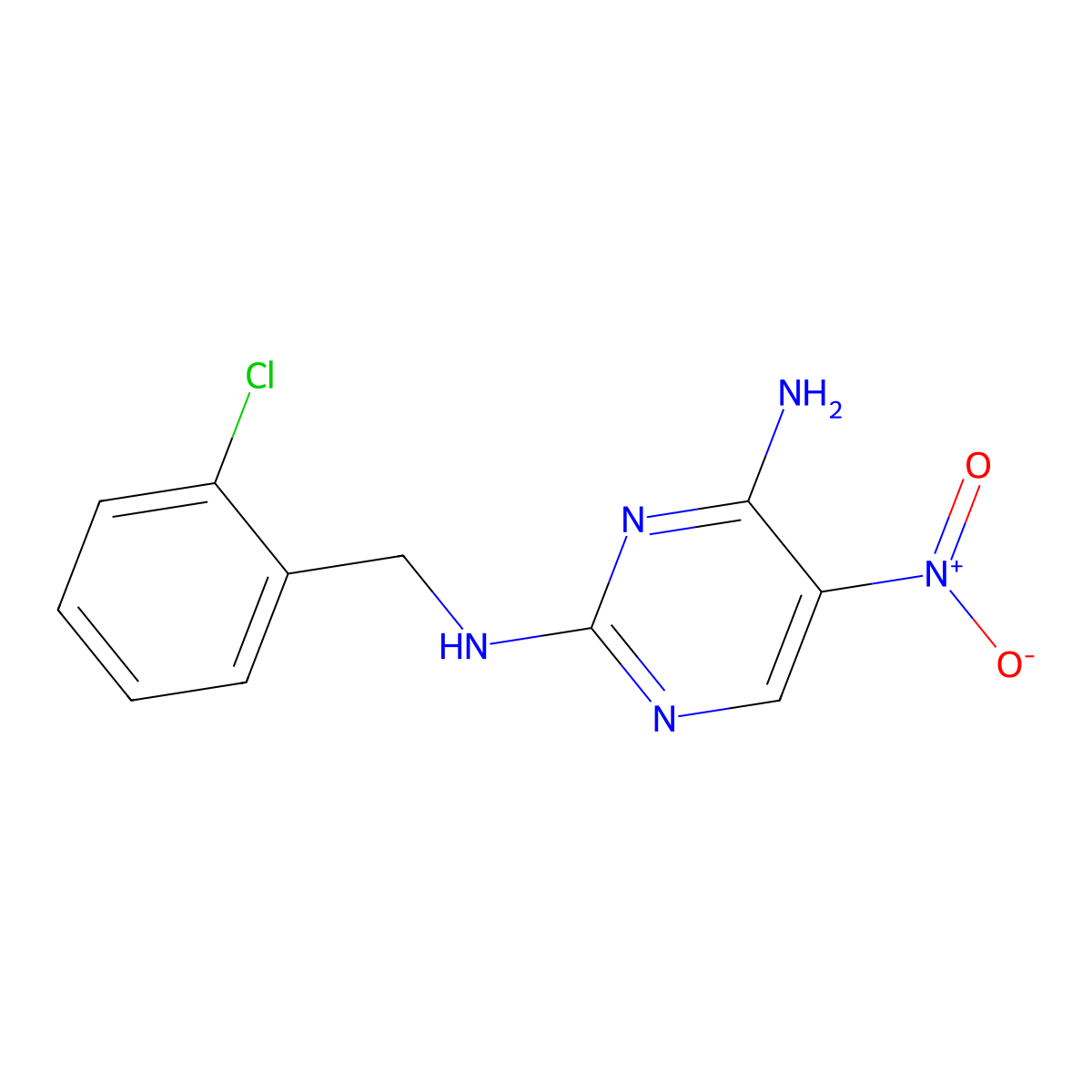 N2-[(2-chlorophenyl)methyl]-5-nitropyrimidine-2,4-diamine molecular structure, CAS 1334369-77-5