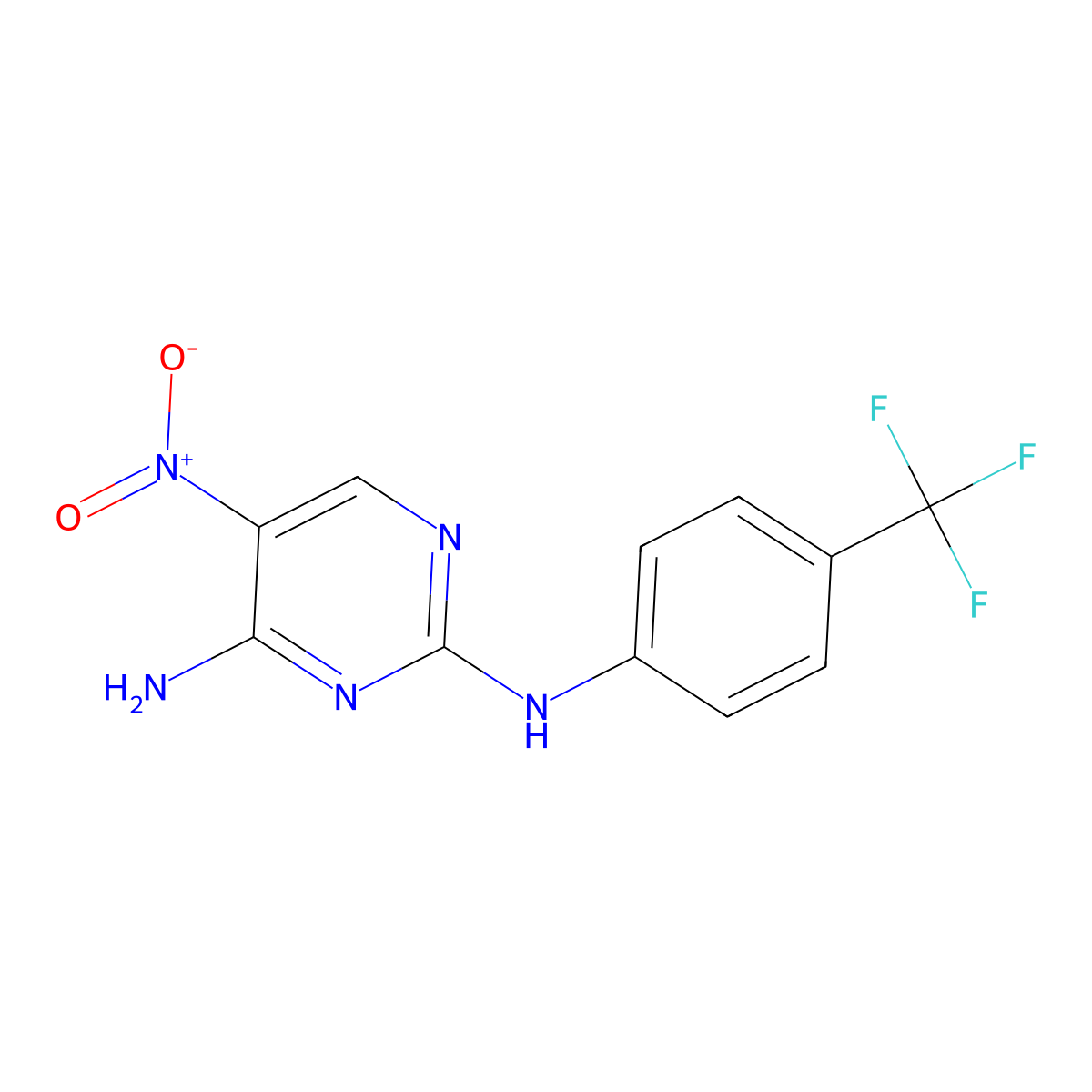 5-nitro-N2-[4-(trifluoromethyl)phenyl]pyrimidine-2,4-diamine molecular structure, CAS 1334369-83-3