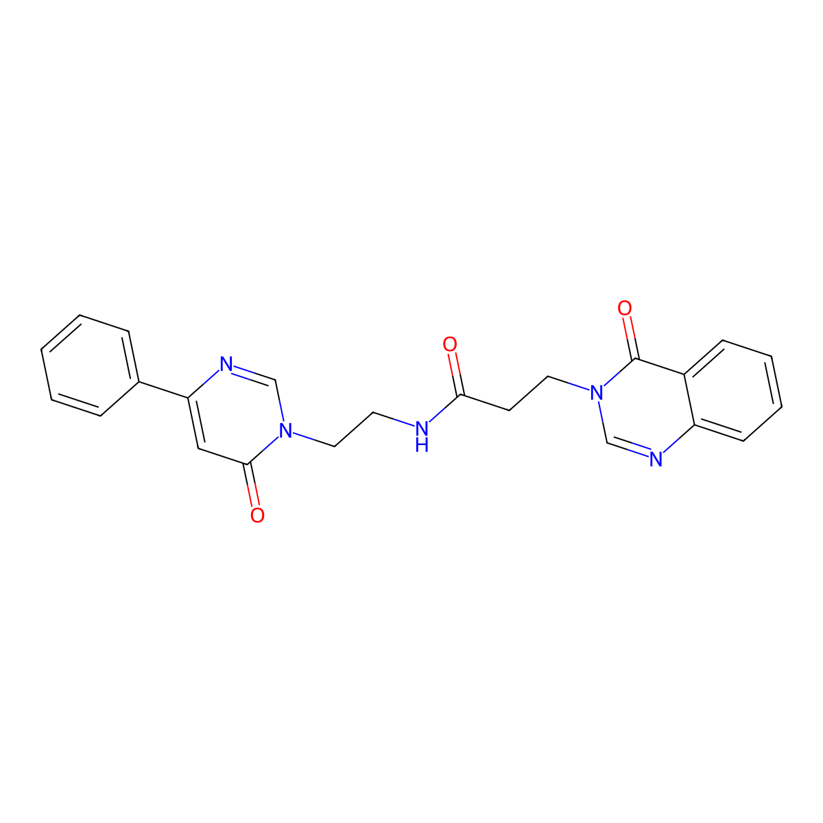 N-(2-(6-oxo-4-phenylpyrimidin-1(6H)-yl)ethyl)-3-(4-oxoquinazolin-3(4H)-yl)propanamide molecular structure, CAS 1334370-06-7