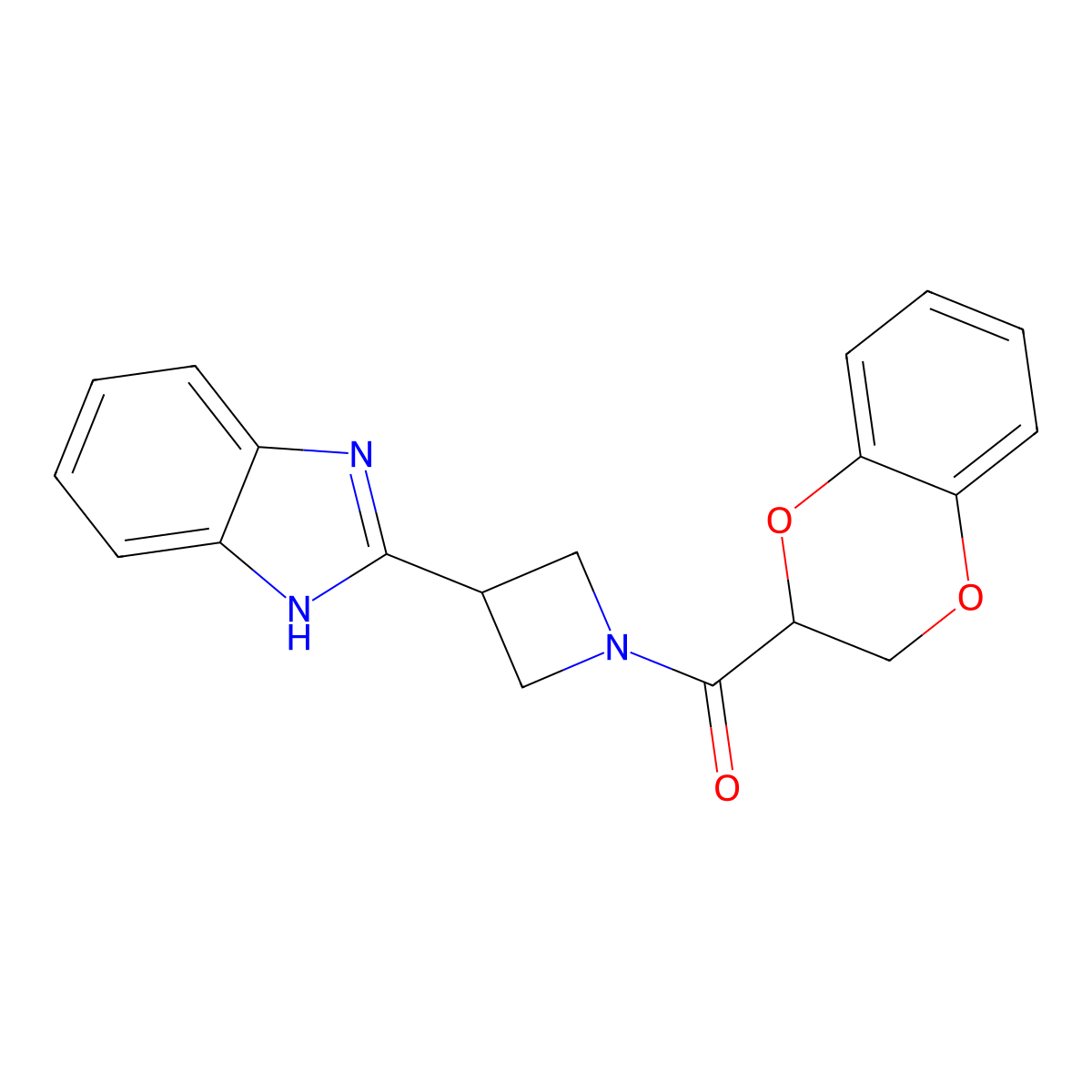 (3-(1H-benzo[d]imidazol-2-yl)azetidin-1-yl)(2,3-dihydrobenzo[b][1,4]dioxin-2-yl)methanone molecular structure, CAS 1334370-20-5