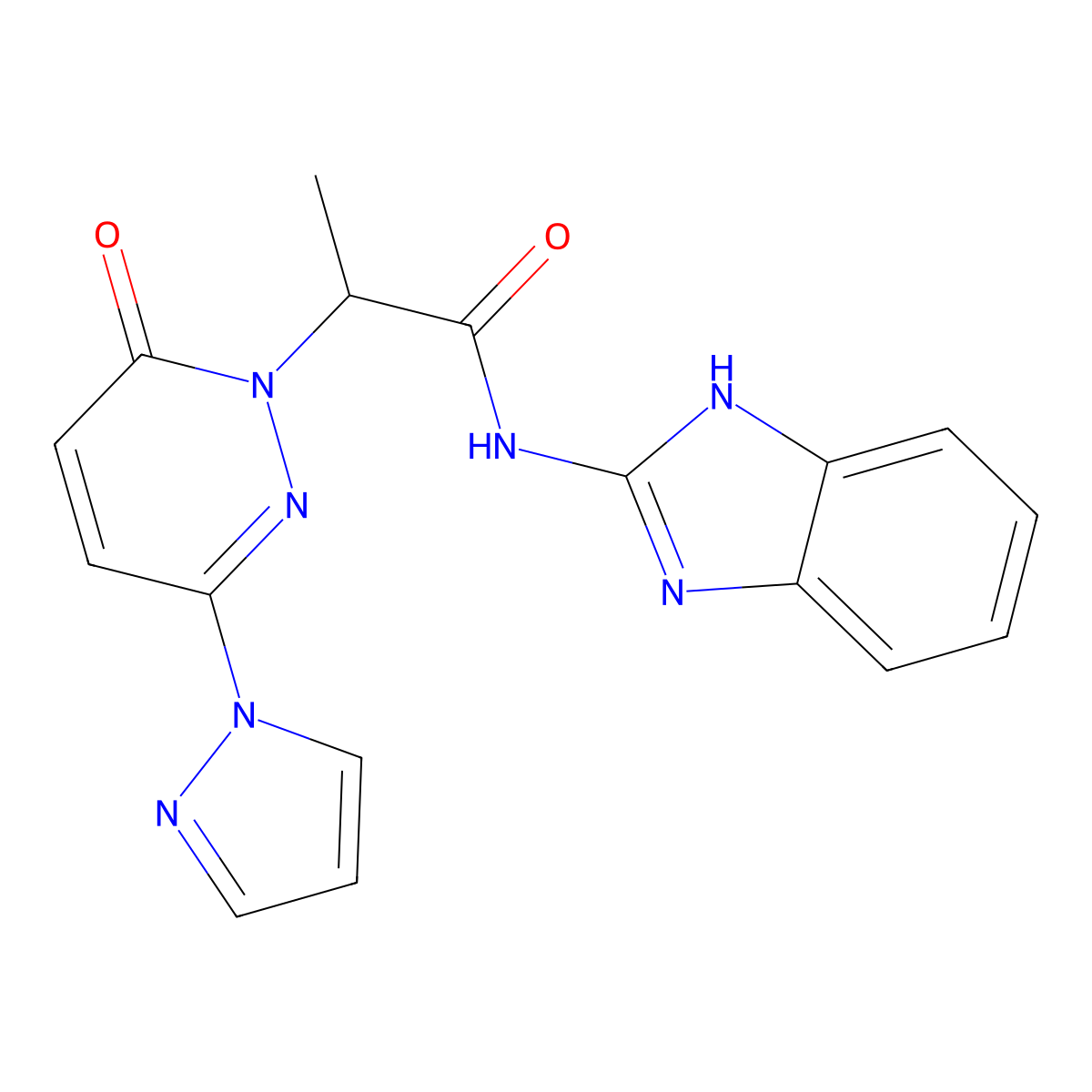 N-(1H-1,3-benzodiazol-2-yl)-2-[6-oxo-3-(1H-pyrazol-1-yl)-1,6-dihydropyridazin-1-yl]propanamide molecular structure, CAS 1334370-24-9