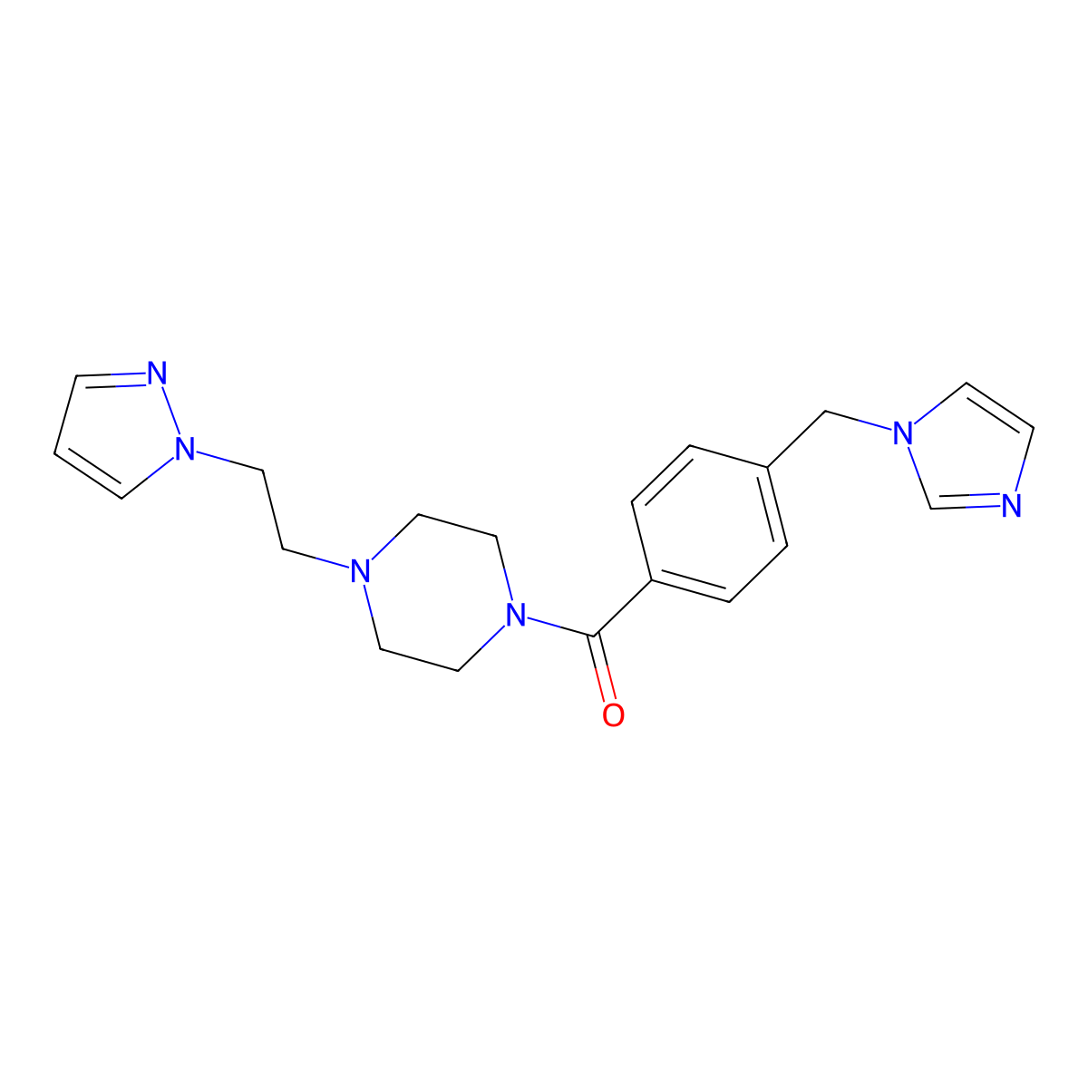 1-{4-[(1H-imidazol-1-yl)methyl]benzoyl}-4-[2-(1H-pyrazol-1-yl)ethyl]piperazine molecular structure, CAS 1334370-33-0