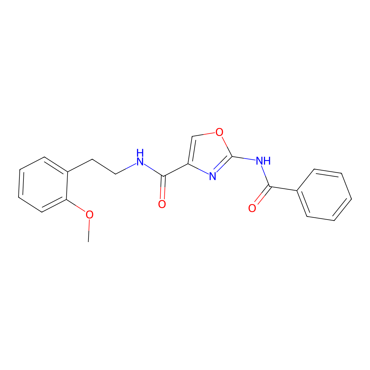 2-benzamido-N-(2-methoxyphenethyl)oxazole-4-carboxamide molecular structure, CAS 1334370-58-9