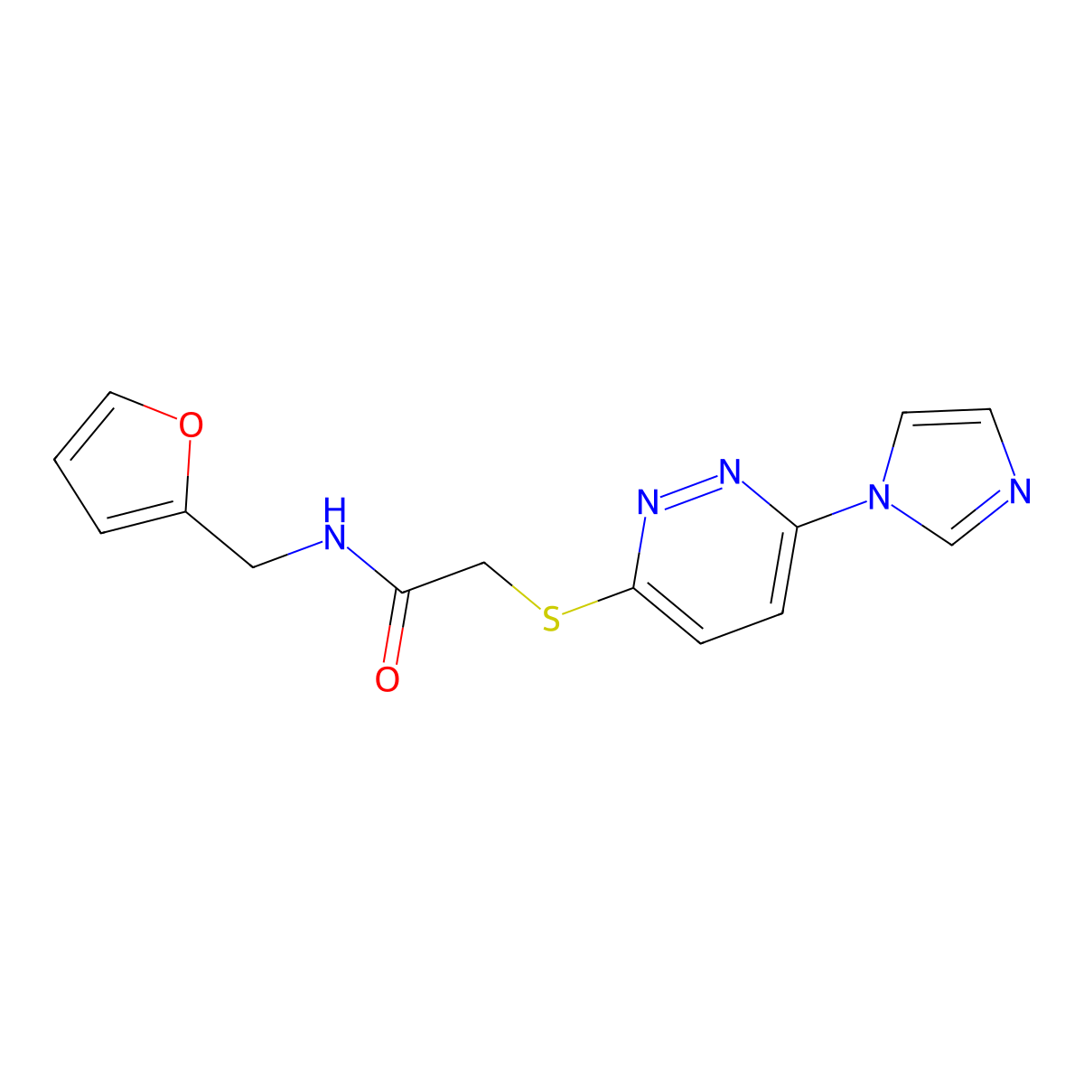 2-((6-(1H-imidazol-1-yl)pyridazin-3-yl)thio)-N-(furan-2-ylmethyl)acetamide molecular structure, CAS 1334370-60-3