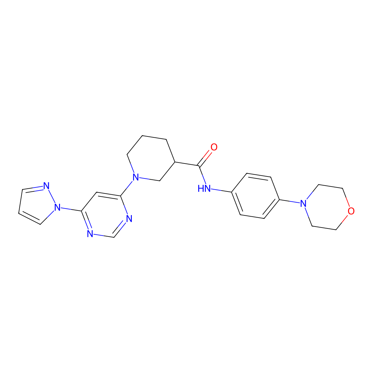 1-(6-(1H-pyrazol-1-yl)pyrimidin-4-yl)-N-(4-morpholinophenyl)piperidine-3-carboxamide molecular structure, CAS 1334370-64-7