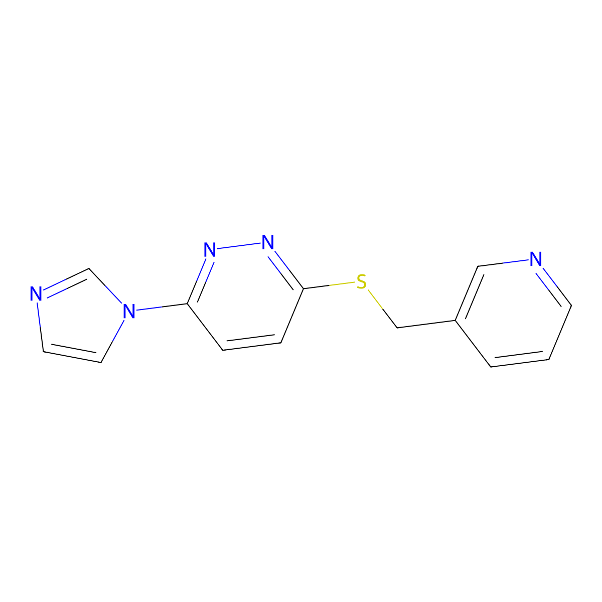 3-(1H-imidazol-1-yl)-6-((pyridin-3-ylmethyl)thio)pyridazine molecular structure, CAS 1334370-68-1