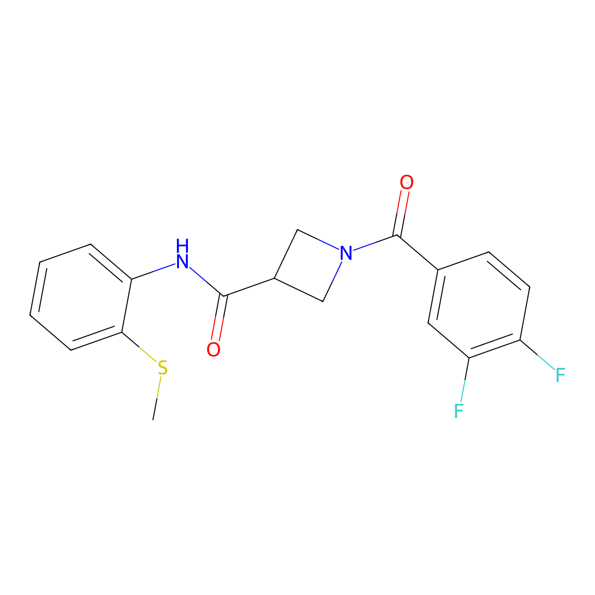 1-(3,4-difluorobenzoyl)-N-(2-(methylthio)phenyl)azetidine-3-carboxamide molecular structure, CAS 1334370-72-7
