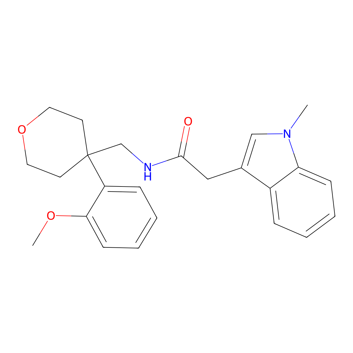 N-{[4-(2-methoxyphenyl)oxan-4-yl]methyl}-2-(1-methyl-1H-indol-3-yl)acetamide molecular structure, CAS 1334370-83-0