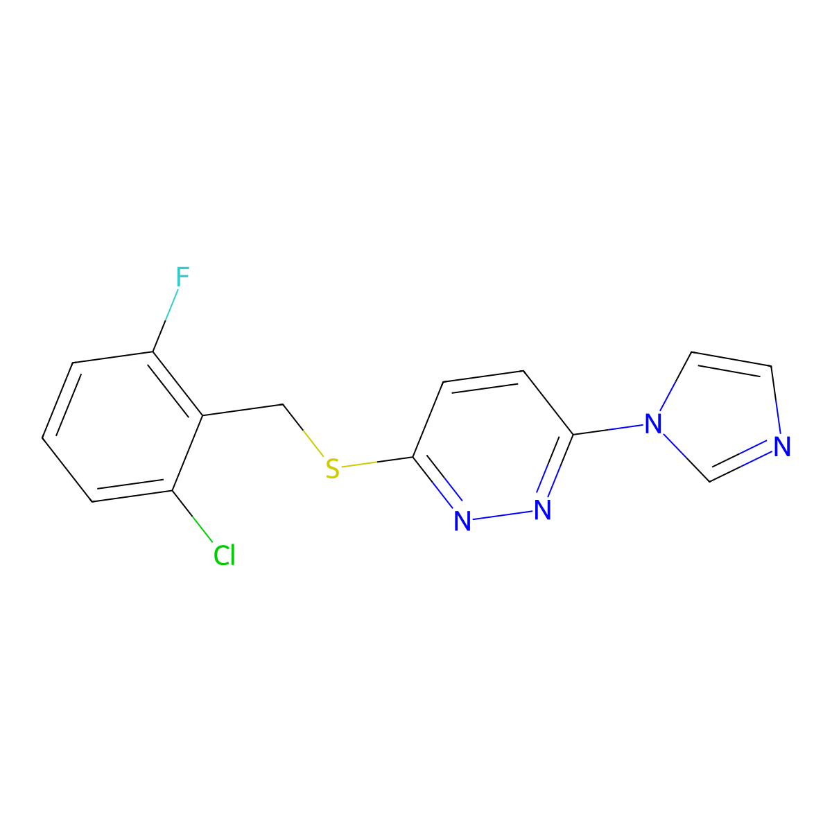 3-((2-chloro-6-fluorobenzyl)thio)-6-(1H-imidazol-1-yl)pyridazine molecular structure, CAS 1334370-88-5
