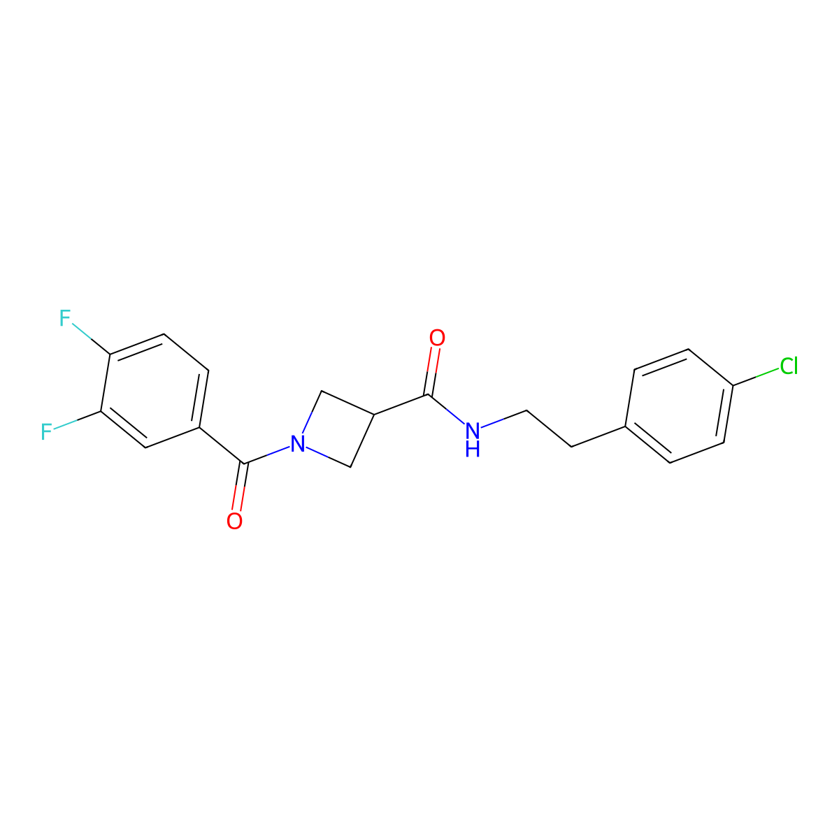 N-(4-chlorophenethyl)-1-(3,4-difluorobenzoyl)azetidine-3-carboxamide molecular structure, CAS 1334370-90-9