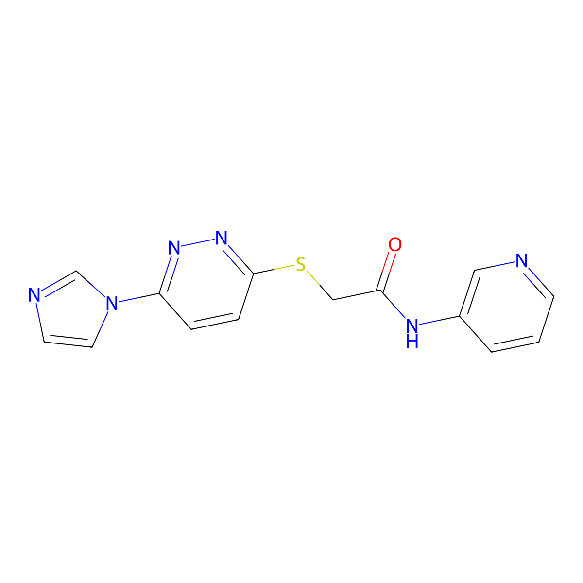 2-((6-(1H-imidazol-1-yl)pyridazin-3-yl)thio)-N-(pyridin-3-yl)acetamide molecular structure, CAS 1334370-91-0