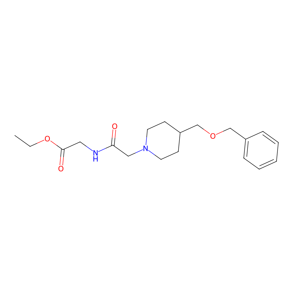 Ethyl 2-(2-(4-((benzyloxy)methyl)piperidin-1-yl)acetamido)acetate molecular structure, CAS 1334370-92-1