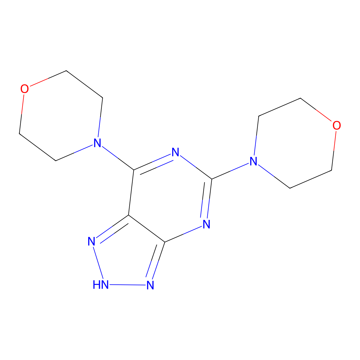 4-[7-(morpholin-4-yl)-3H-[1,2,3]triazolo[4,5-d]pyrimidin-5-yl]morpholine molecular structure, CAS 1334370-93-2