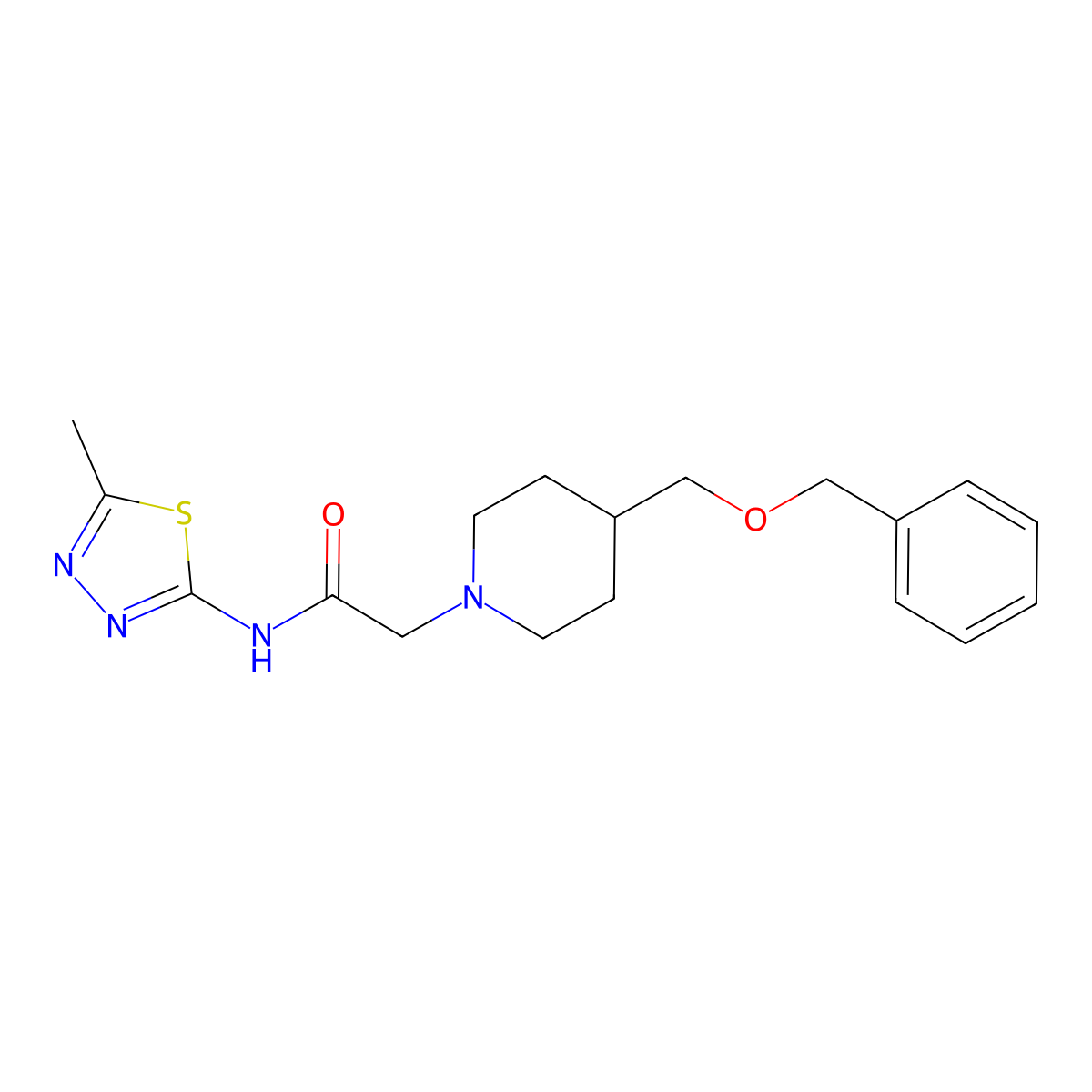 2-(4-((benzyloxy)methyl)piperidin-1-yl)-N-(5-methyl-1,3,4-thiadiazol-2-yl)acetamide molecular structure, CAS 1334370-95-4