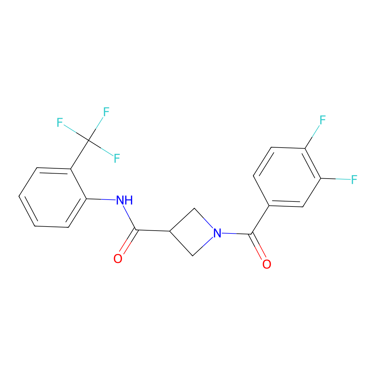 1-(3,4-difluorobenzoyl)-N-[2-(trifluoromethyl)phenyl]azetidine-3-carboxamide molecular structure, CAS 1334371-02-6