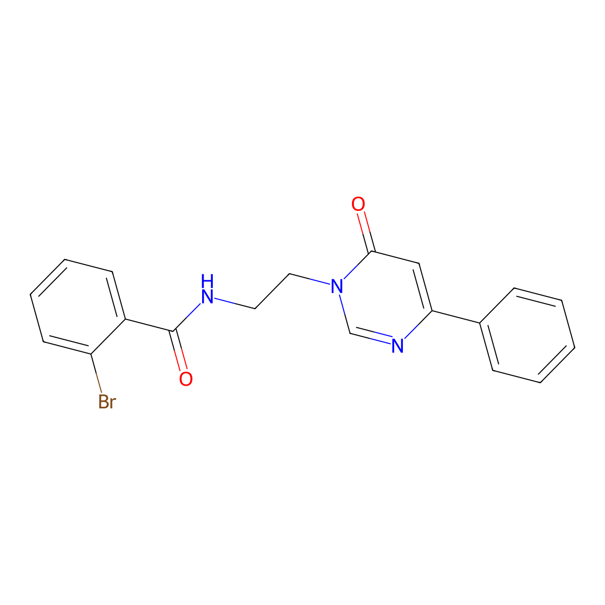 2-bromo-N-(2-(6-oxo-4-phenylpyrimidin-1(6H)-yl)ethyl)benzamide molecular structure, CAS 1334371-11-7