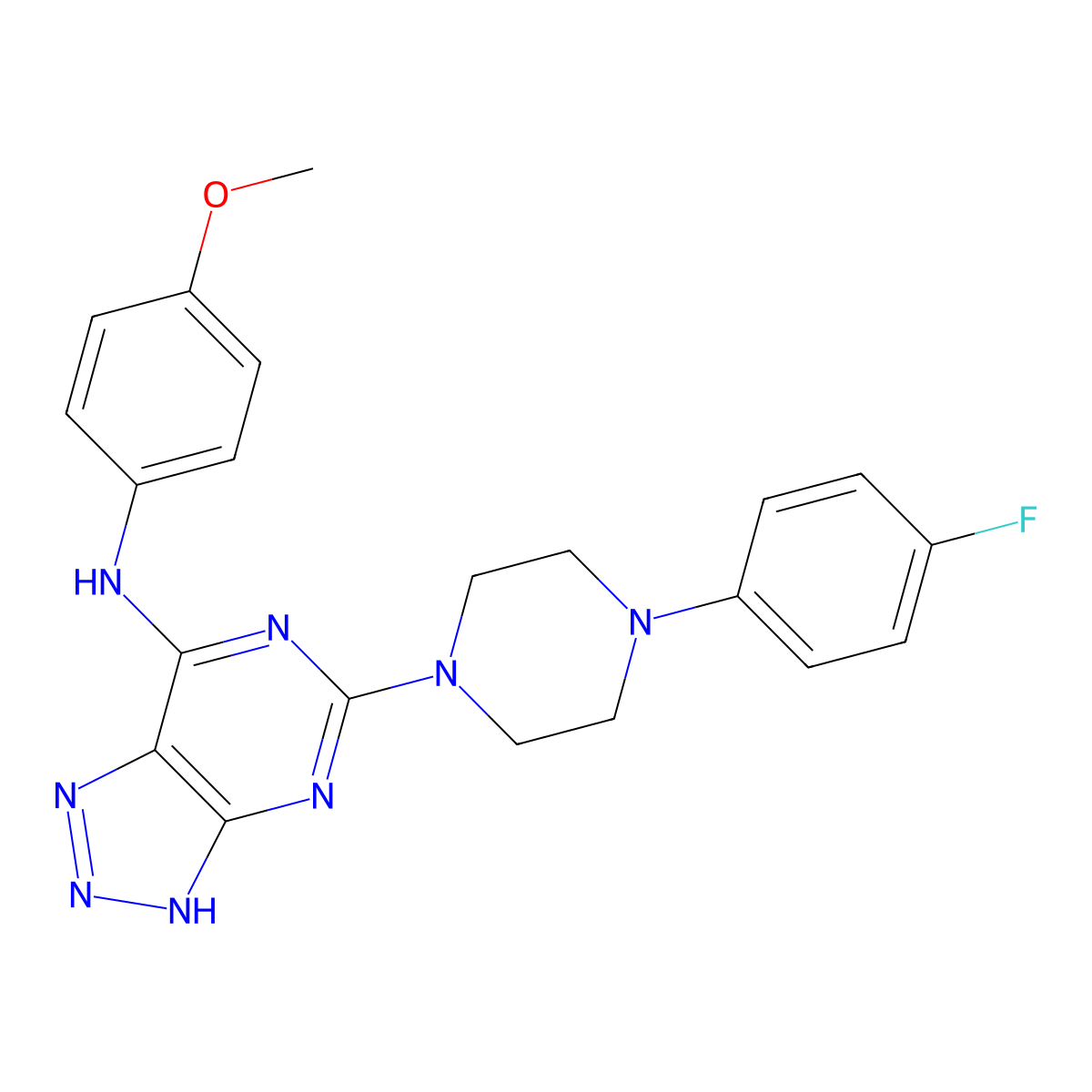 5-[4-(4-fluorophenyl)piperazin-1-yl]-N-(4-methoxyphenyl)-3H-[1,2,3]triazolo[4,5-d]pyrimidin-7-amine molecular structure, CAS 1334371-13-9