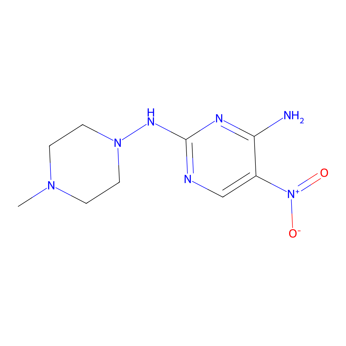 N2-(4-methylpiperazin-1-yl)-5-nitropyrimidine-2,4-diamine molecular structure, CAS 1334371-22-0