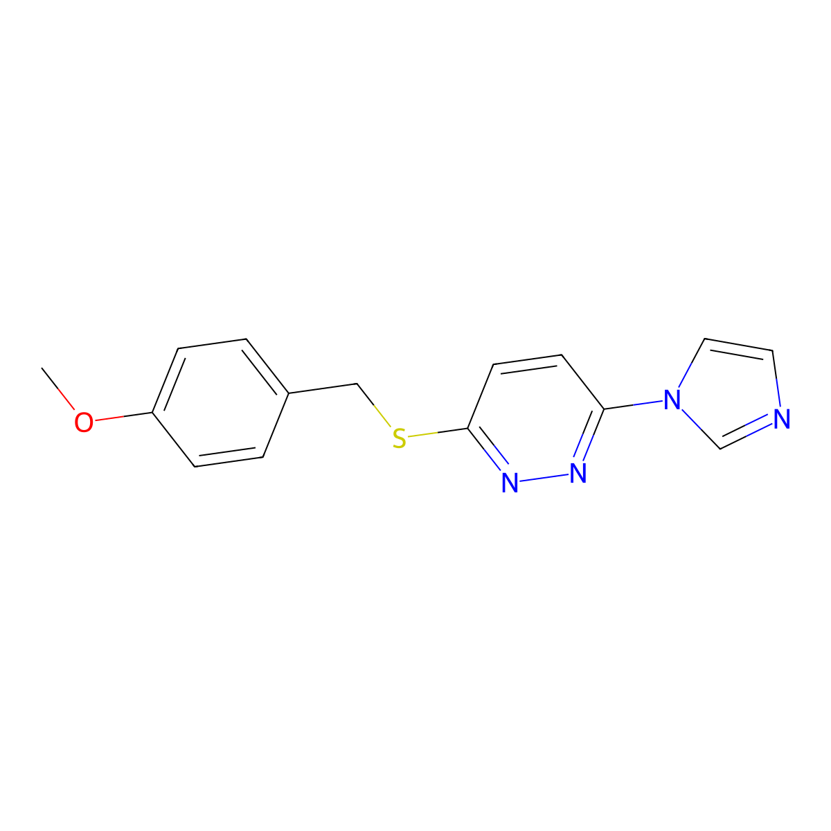 3-(1H-imidazol-1-yl)-6-((4-methoxybenzyl)thio)pyridazine molecular structure, CAS 1334371-29-7