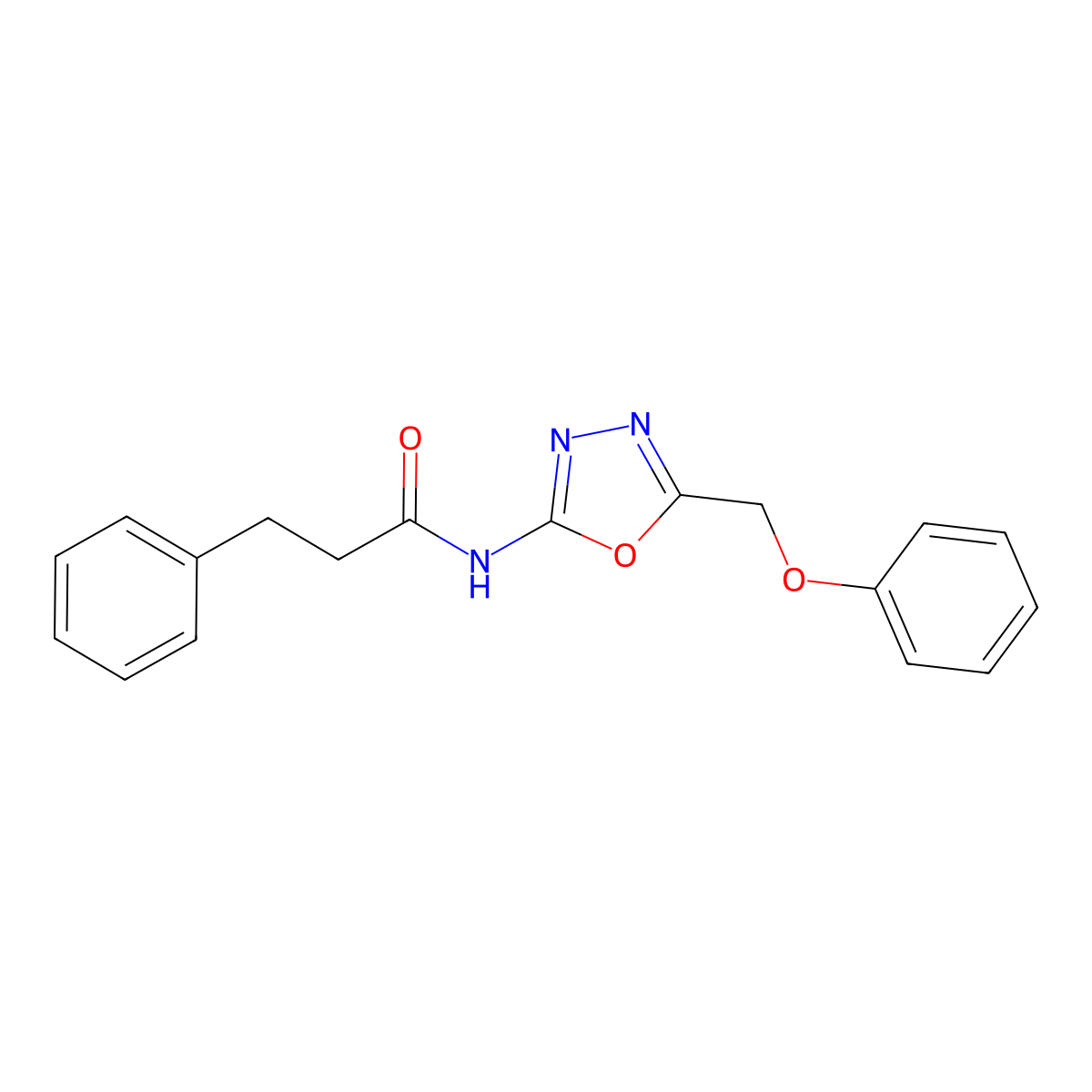 N-[5-(phenoxymethyl)-1,3,4-oxadiazol-2-yl]-3-phenylpropanamide molecular structure, CAS 1334371-35-5