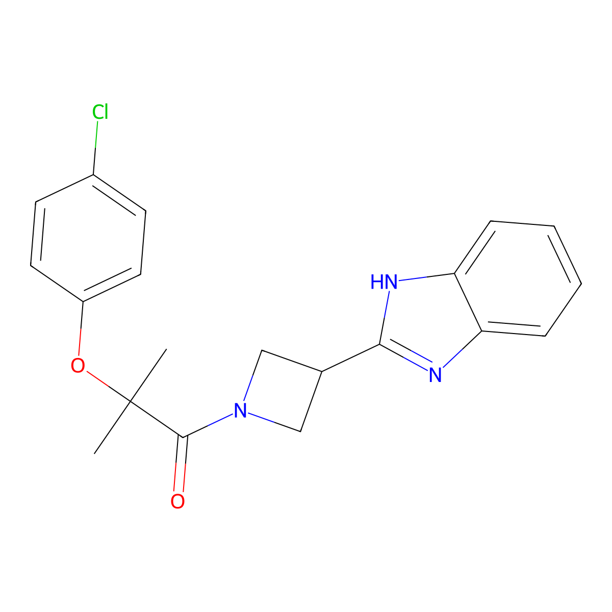1-(3-(1H-benzo[d]imidazol-2-yl)azetidin-1-yl)-2-(4-chlorophenoxy)-2-methylpropan-1-one molecular structure, CAS 1334371-36-6