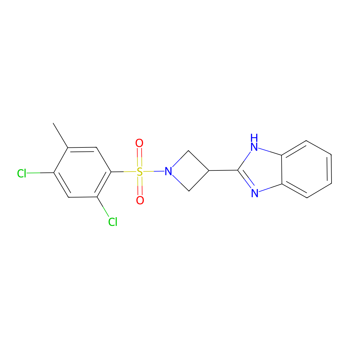 2-(1-((2,4-dichloro-5-methylphenyl)sulfonyl)azetidin-3-yl)-1H-benzo[d]imidazole molecular structure, CAS 1334371-43-5