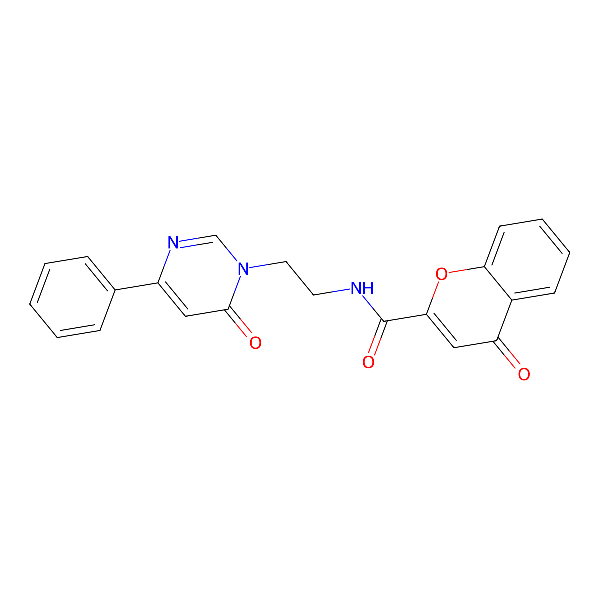 4-oxo-N-(2-(6-oxo-4-phenylpyrimidin-1(6H)-yl)ethyl)-4H-chromene-2-carboxamide molecular structure, CAS 1334371-44-6