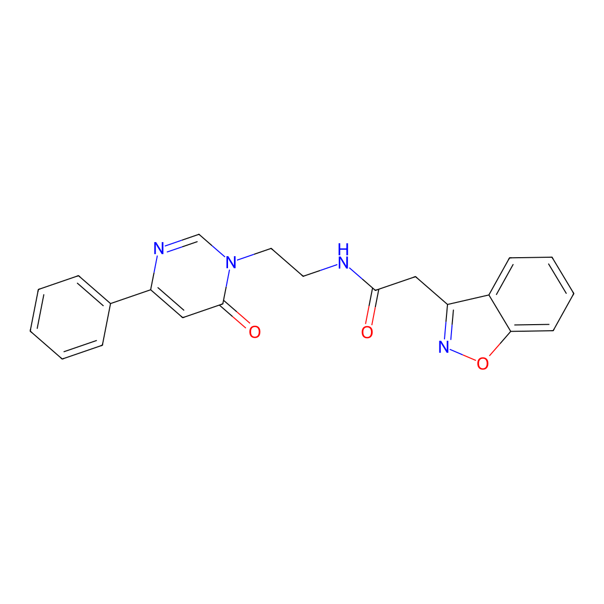 2-(benzo[d]isoxazol-3-yl)-N-(2-(6-oxo-4-phenylpyrimidin-1(6H)-yl)ethyl)acetamide molecular structure, CAS 1334371-45-7