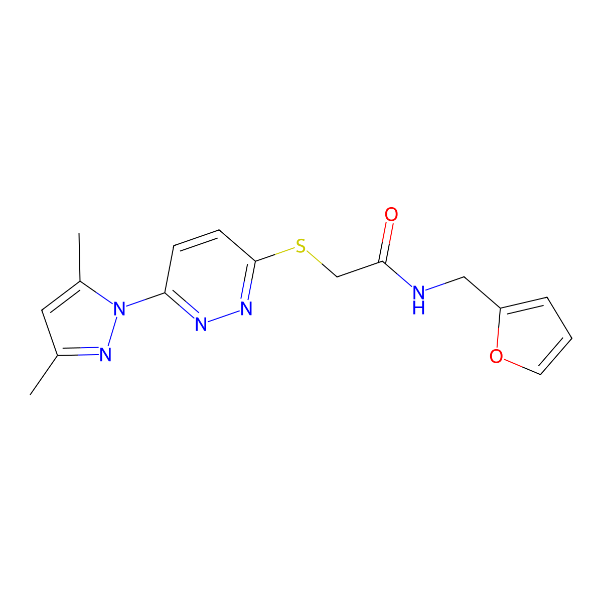 2-((6-(3,5-dimethyl-1H-pyrazol-1-yl)pyridazin-3-yl)thio)-N-(furan-2-ylmethyl)acetamide molecular structure, CAS 1334371-46-8