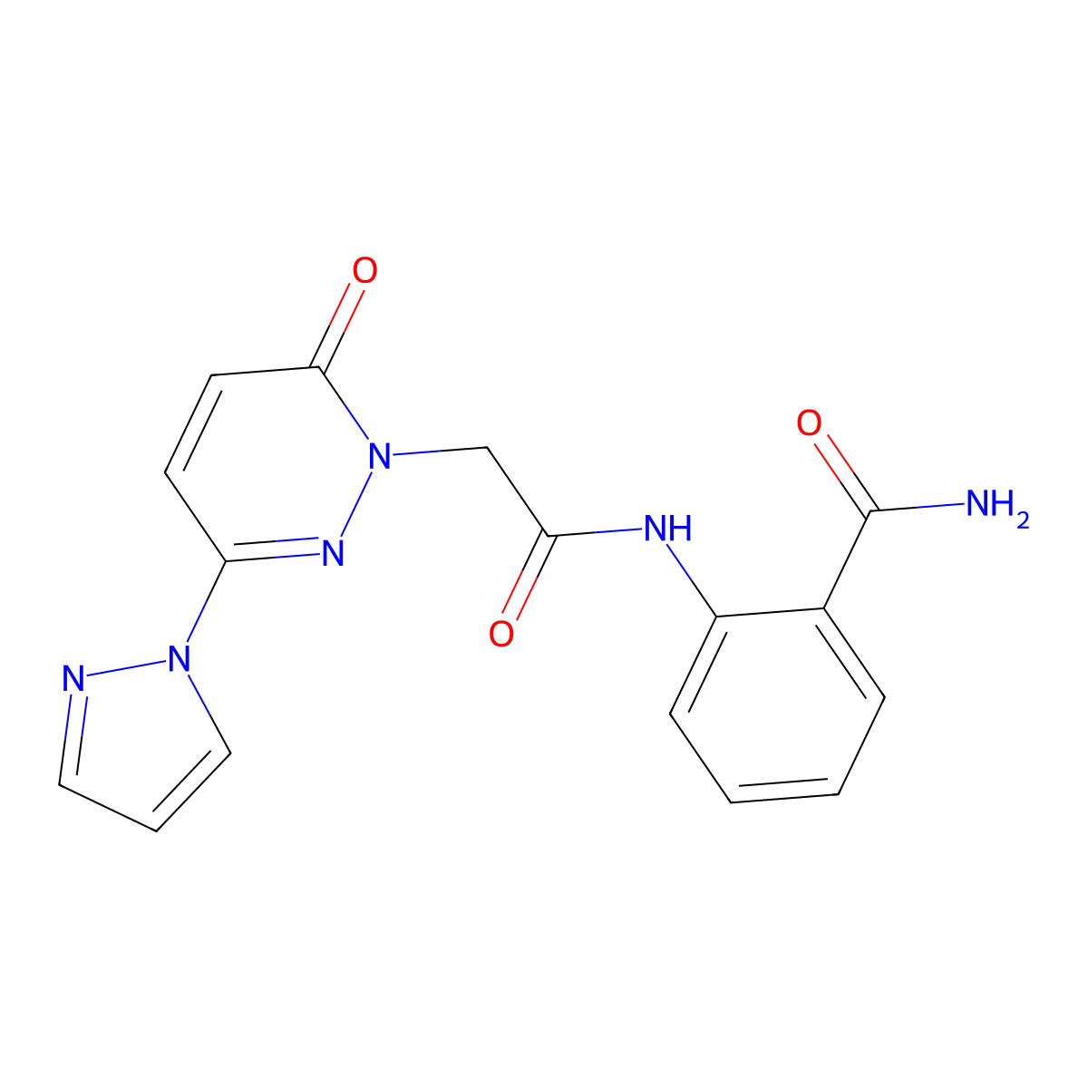 2-(2-(6-oxo-3-(1H-pyrazol-1-yl)pyridazin-1(6H)-yl)acetamido)benzamide molecular structure, CAS 1334371-79-7