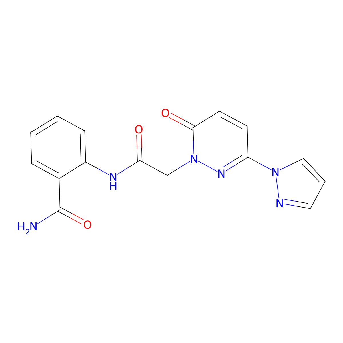 2-(2-(6-oxo-3-(1H-pyrazol-1-yl)pyridazin-1(6H)-yl)acetamido)benzamide molecular structure, CAS 1334371-79-7