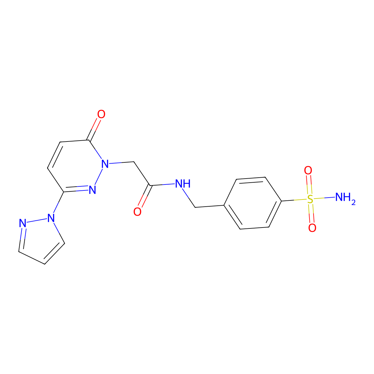 2-(6-oxo-3-(1H-pyrazol-1-yl)pyridazin-1(6H)-yl)-N-(4-sulfamoylbenzyl)acetamide molecular structure, CAS 1334371-82-2
