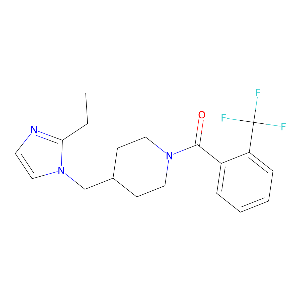 (4-((2-ethyl-1H-imidazol-1-yl)methyl)piperidin-1-yl)(2-(trifluoromethyl)phenyl)methanone molecular structure, CAS 1334371-84-4