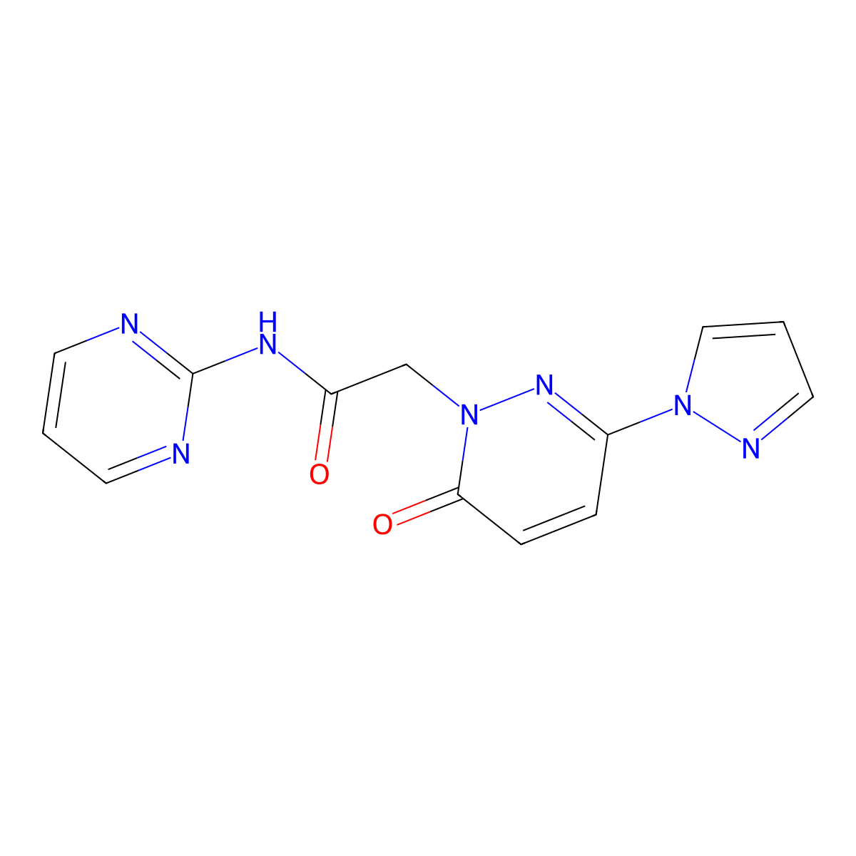 2-(6-oxo-3-(1H-pyrazol-1-yl)pyridazin-1(6H)-yl)-N-(pyrimidin-2-yl)acetamide molecular structure, CAS 1334371-87-7