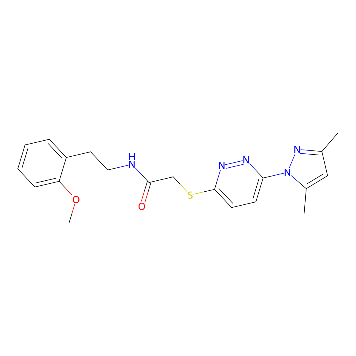 2-((6-(3,5-dimethyl-1H-pyrazol-1-yl)pyridazin-3-yl)thio)-N-(2-methoxyphenethyl)acetamide molecular structure, CAS 1334371-92-4