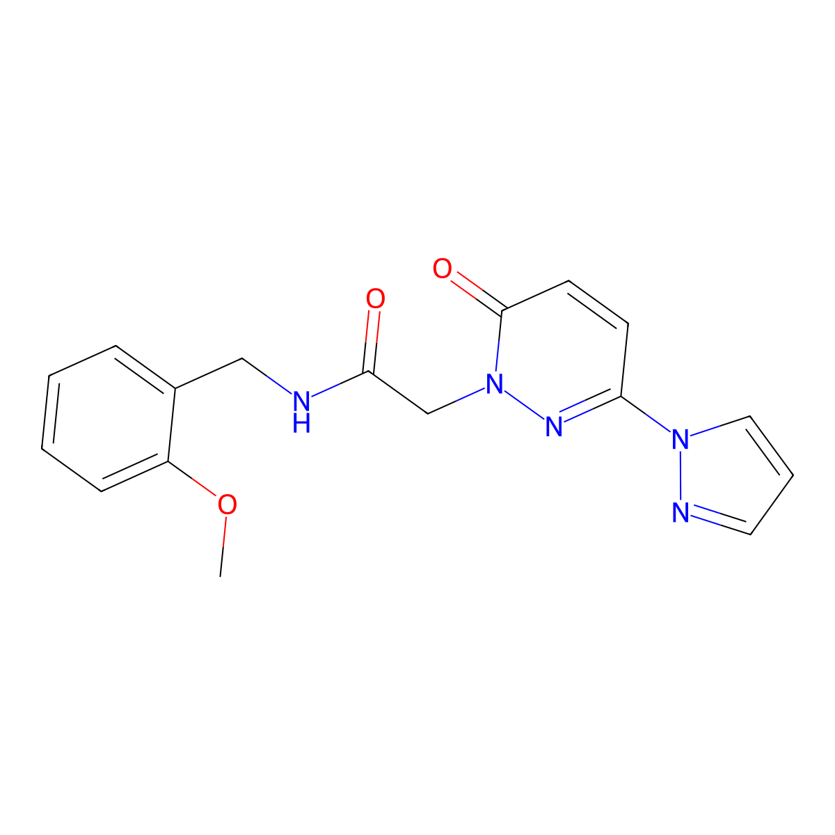 N-(2-methoxybenzyl)-2-(6-oxo-3-(1H-pyrazol-1-yl)pyridazin-1(6H)-yl)acetamide molecular structure, CAS 1334372-00-7
