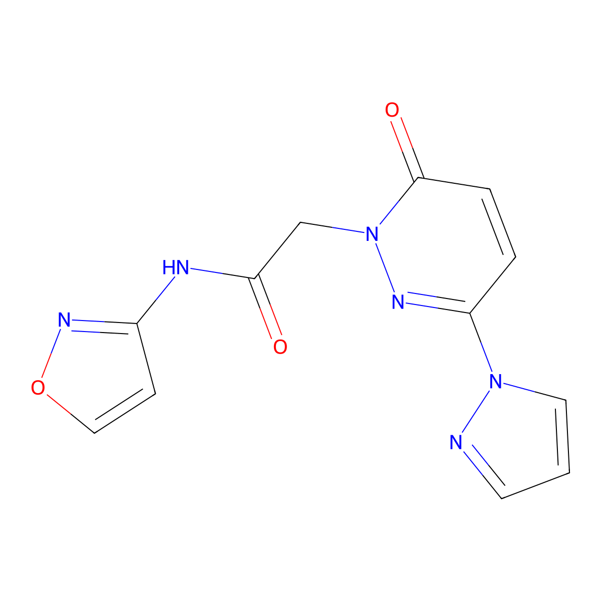 N-(isoxazol-3-yl)-2-(6-oxo-3-(1H-pyrazol-1-yl)pyridazin-1(6H)-yl)acetamide molecular structure, CAS 1334372-05-2
