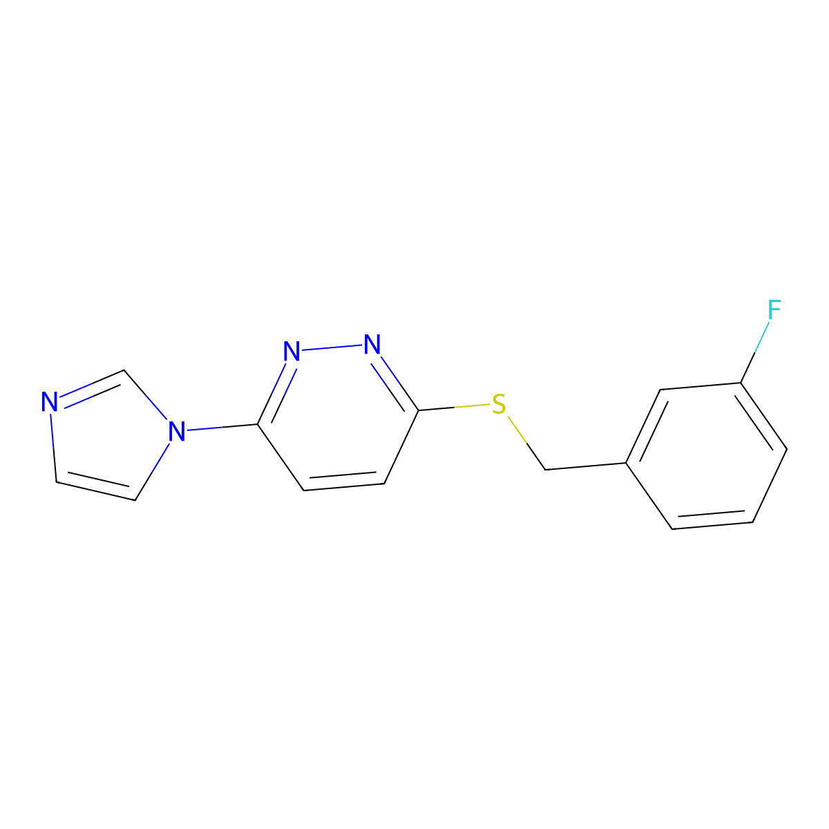 3-((3-fluorobenzyl)thio)-6-(1H-imidazol-1-yl)pyridazine molecular structure, CAS 1334372-13-2
