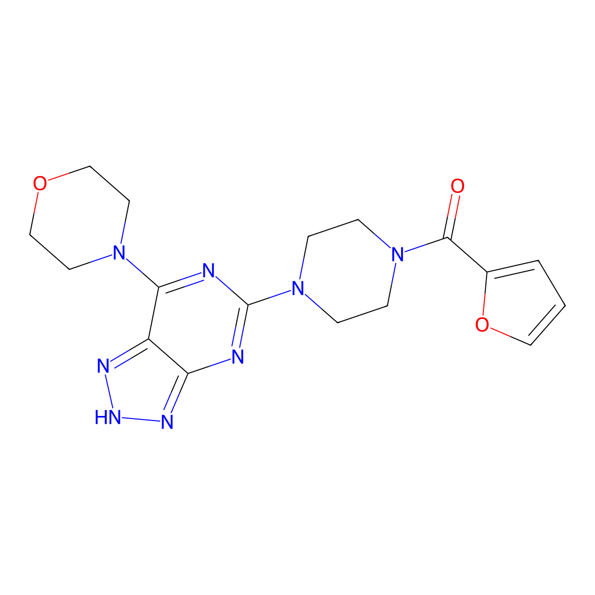 furan-2-yl(4-(7-morpholino-3H-[1,2,3]triazolo[4,5-d]pyrimidin-5-yl)piperazin-1-yl)methanone molecular structure, CAS 1334372-18-7