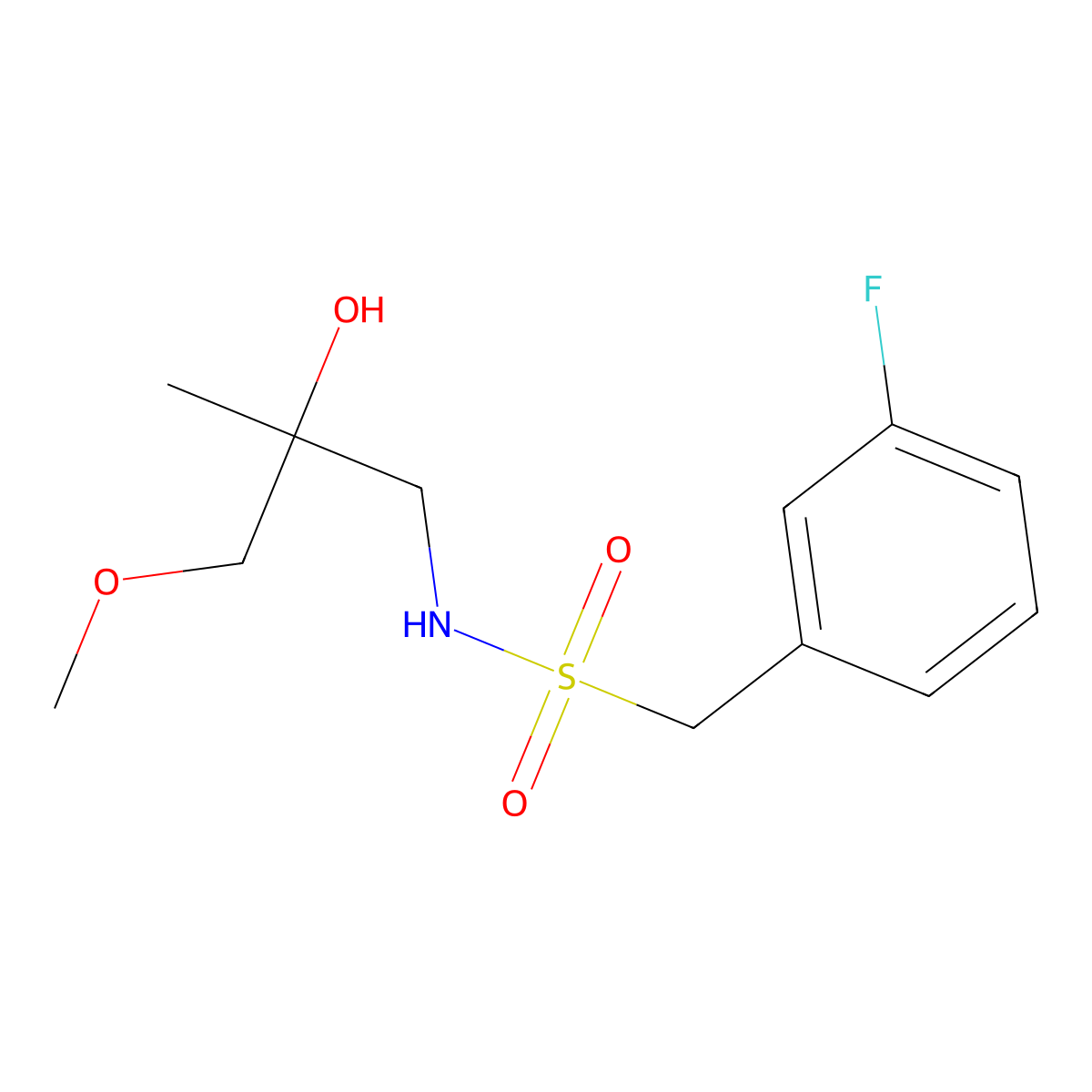 1-(3-fluorophenyl)-N-(2-hydroxy-3-methoxy-2-methylpropyl)methanesulfonamide molecular structure, CAS 1334372-19-8