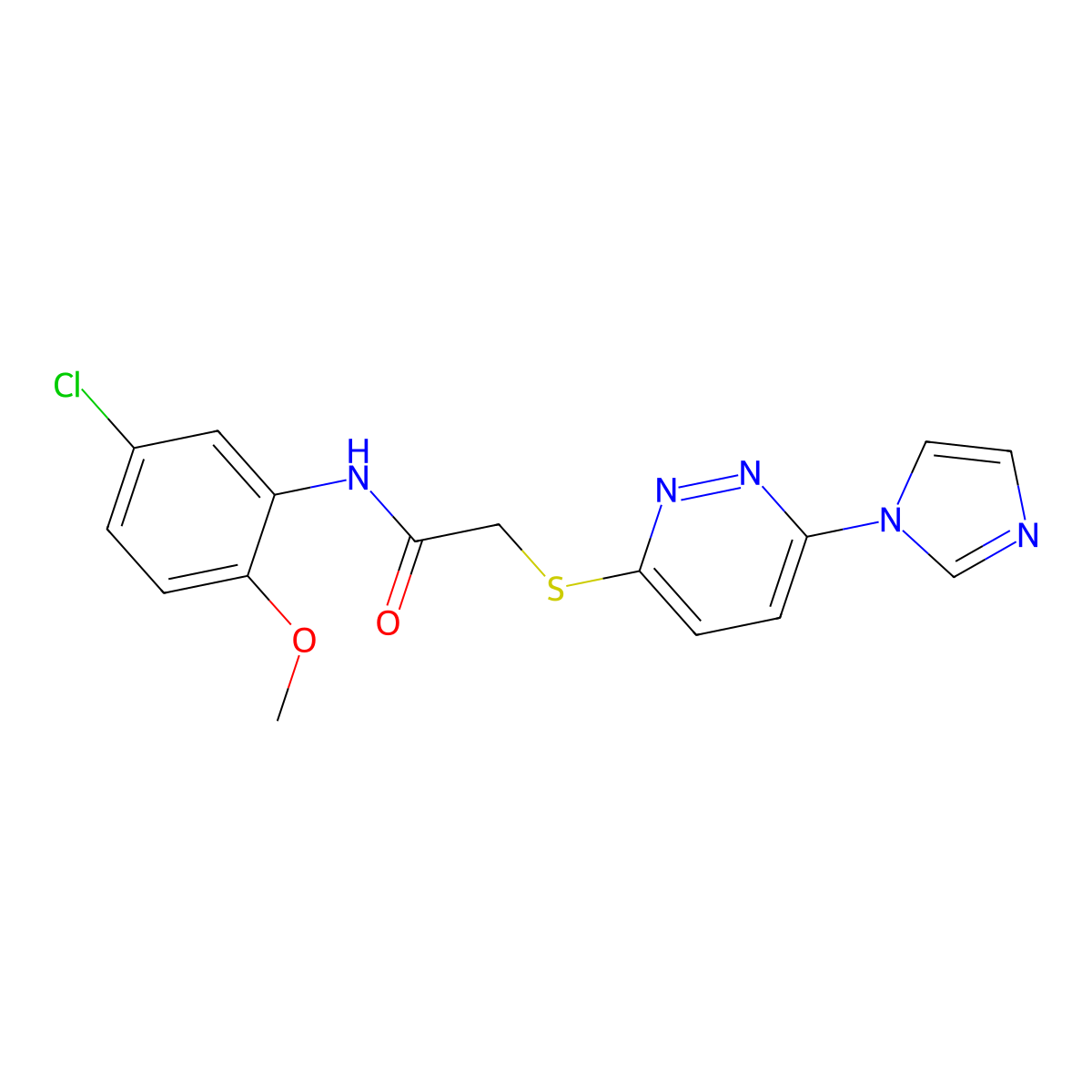 2-((6-(1H-imidazol-1-yl)pyridazin-3-yl)thio)-N-(5-chloro-2-methoxyphenyl)acetamide molecular structure, CAS 1334372-21-2
