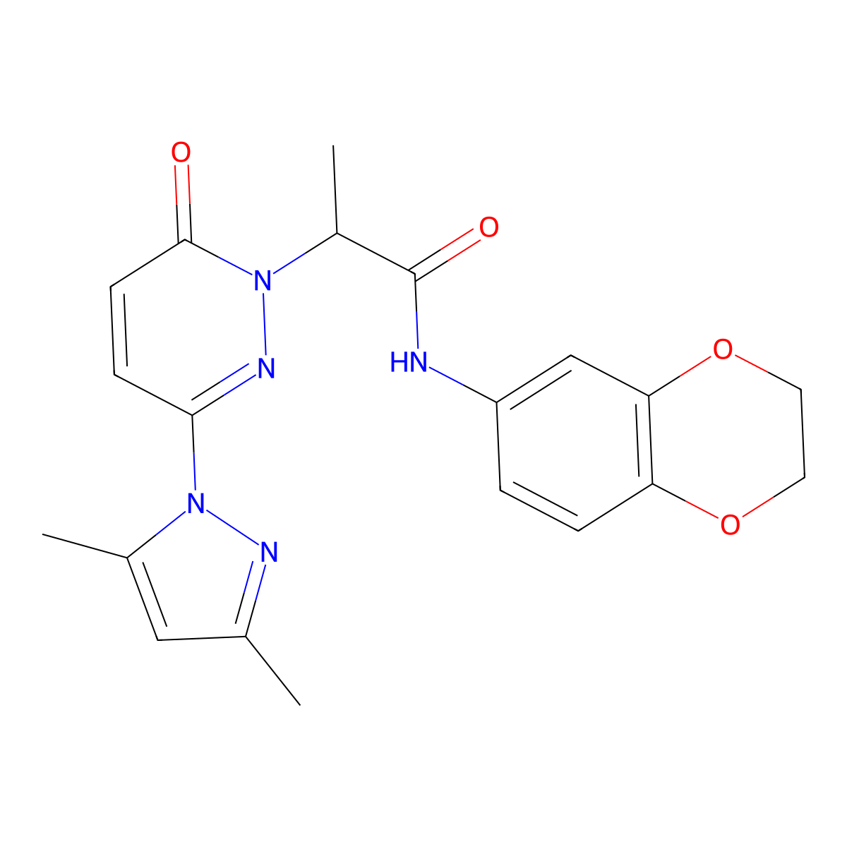 N-(2,3-dihydrobenzo[b][1,4]dioxin-6-yl)-2-(3-(3,5-dimethyl-1H-pyrazol-1-yl)-6-oxopyridazin-1(6H)-yl)propanamide molecular structure, CAS 1334372-24-5