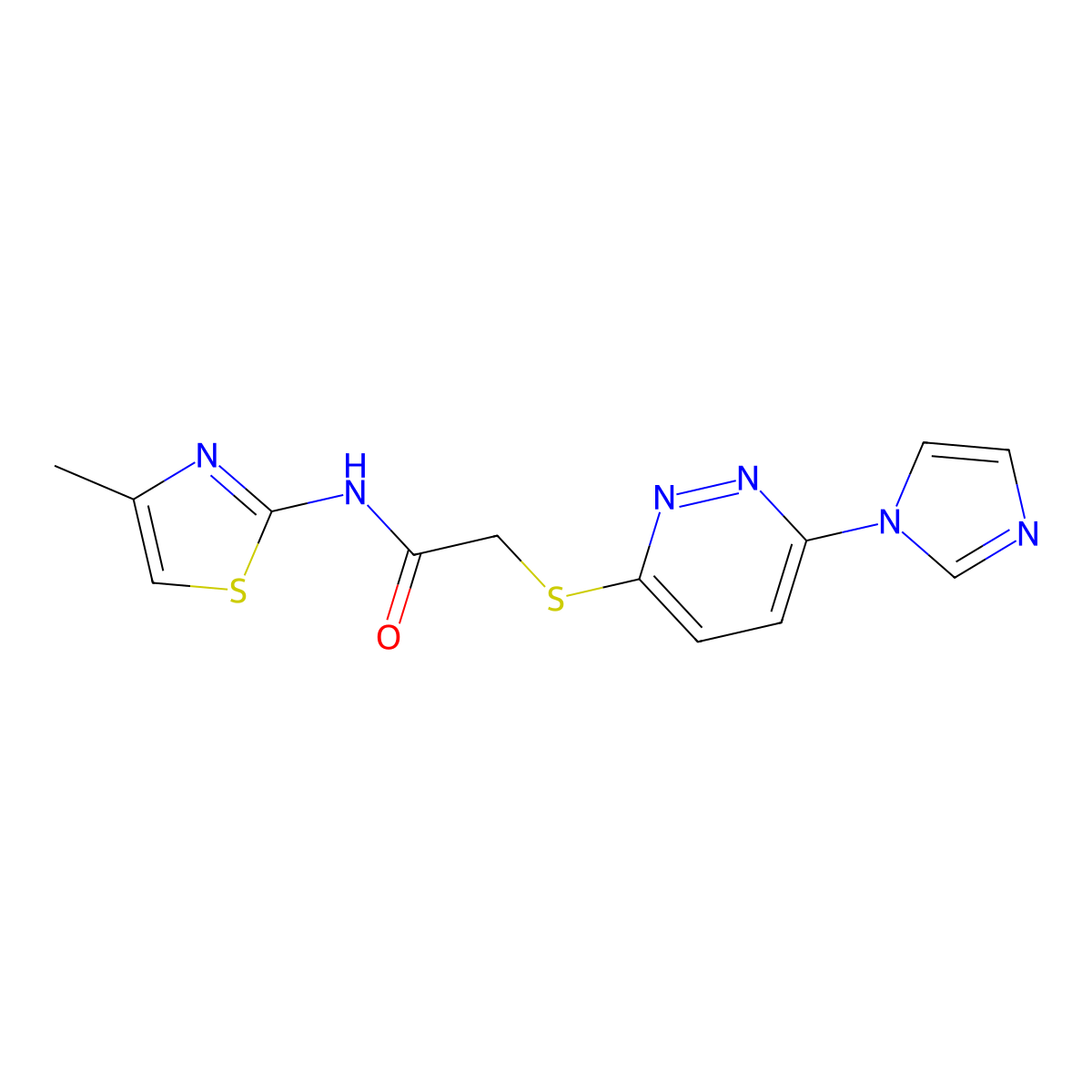 2-((6-(1H-imidazol-1-yl)pyridazin-3-yl)thio)-N-(4-methylthiazol-2-yl)acetamide molecular structure, CAS 1334372-31-4