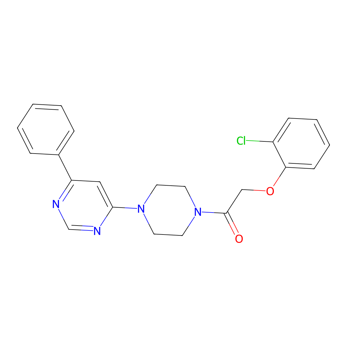 2-(2-Chlorophenoxy)-1-(4-(6-phenylpyrimidin-4-yl)piperazin-1-yl)ethanone molecular structure, CAS 1334372-37-0