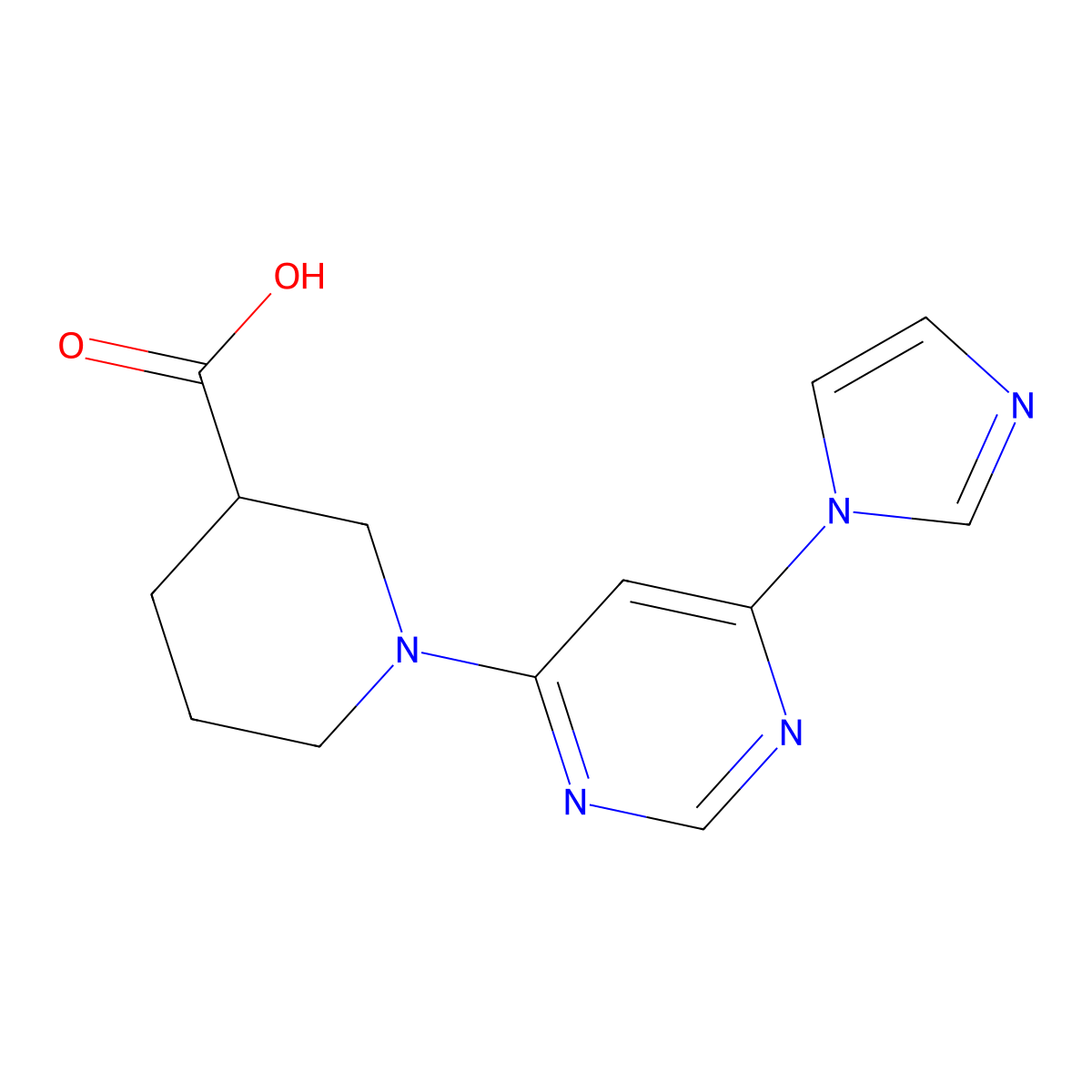 1-(6-(1H-imidazol-1-yl)pyrimidin-4-yl)piperidine-3-carboxylic acid molecular structure, CAS 1334372-43-8