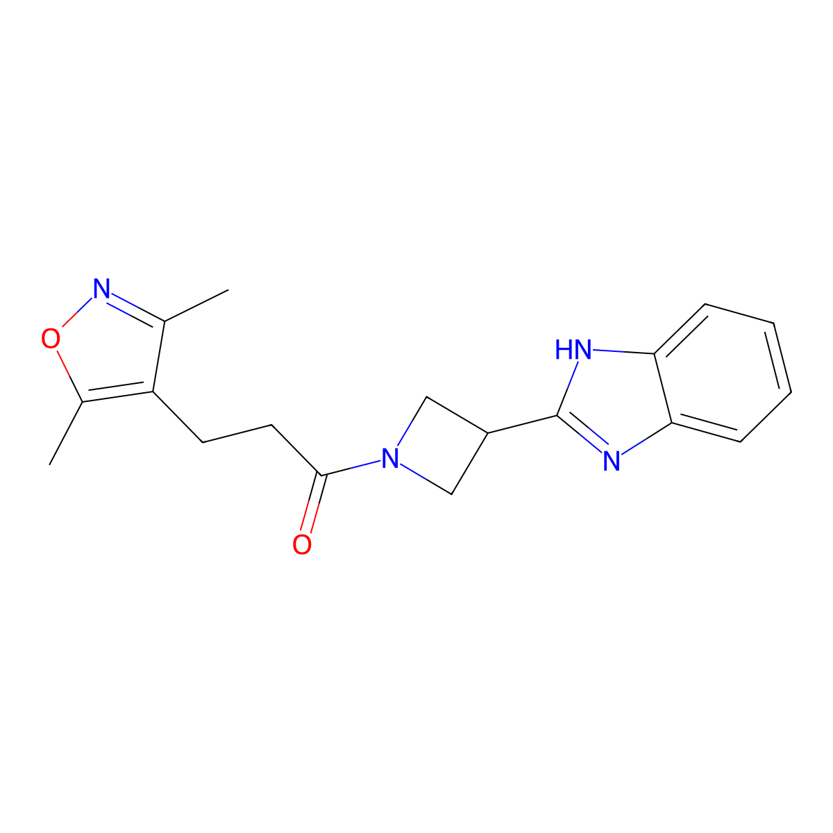 1-(3-(1H-benzo[d]imidazol-2-yl)azetidin-1-yl)-3-(3,5-dimethylisoxazol-4-yl)propan-1-one molecular structure, CAS 1334372-45-0