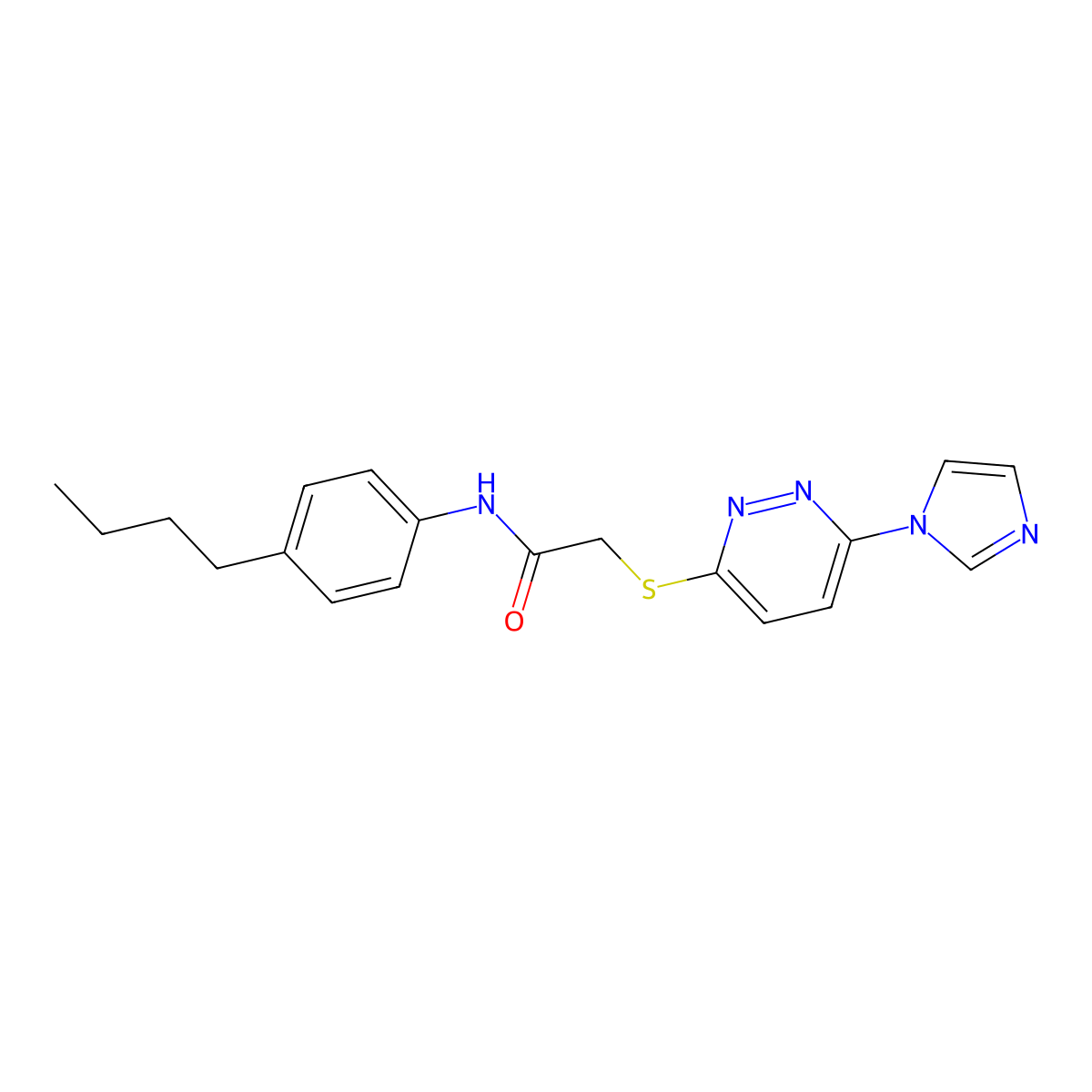 2-((6-(1H-imidazol-1-yl)pyridazin-3-yl)thio)-N-(4-butylphenyl)acetamide molecular structure, CAS 1334372-48-3