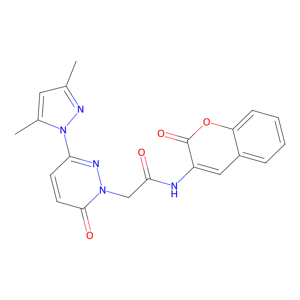 2-(3-(3,5-dimethyl-1H-pyrazol-1-yl)-6-oxopyridazin-1(6H)-yl)-N-(2-oxo-2H-chromen-3-yl)acetamide molecular structure, CAS 1334372-49-4