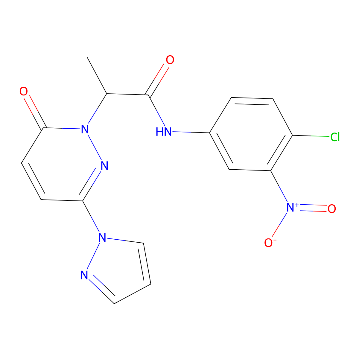 N-(4-chloro-3-nitrophenyl)-2-(6-oxo-3-(1H-pyrazol-1-yl)pyridazin-1(6H)-yl)propanamide molecular structure, CAS 1334372-56-3